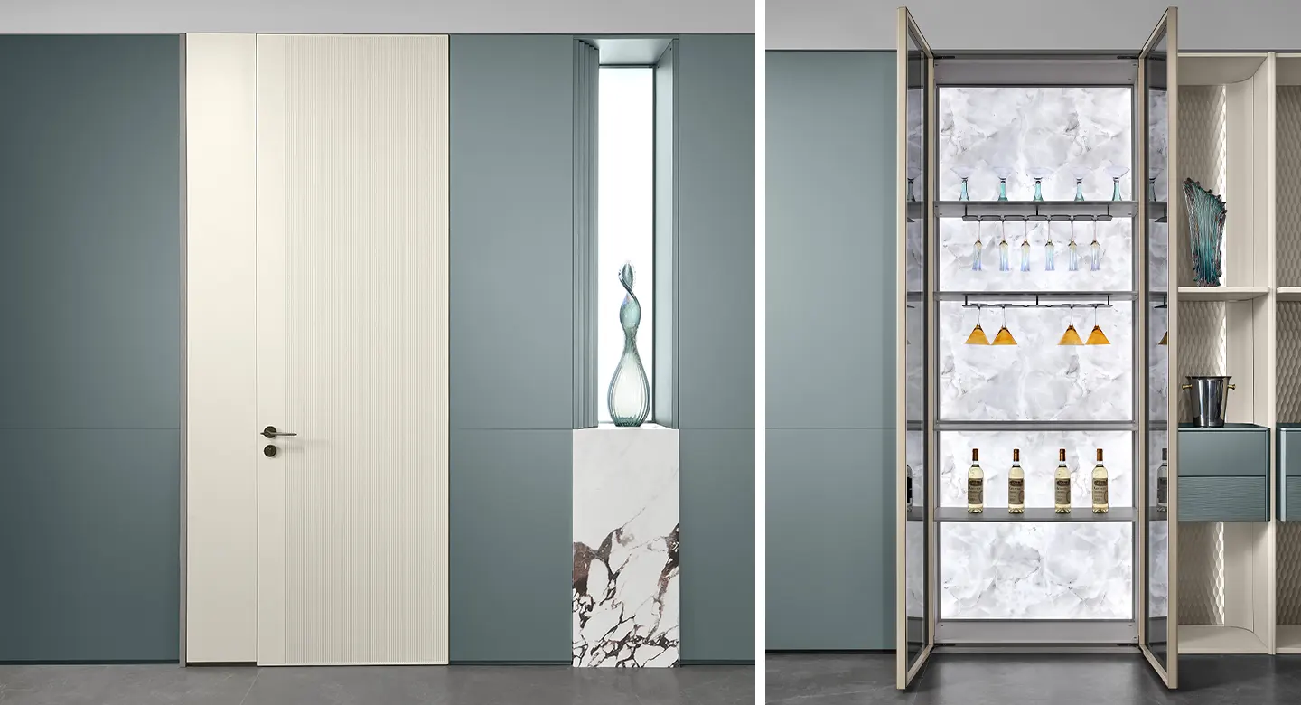 Thiết kế nội thất trọn gói sơn mài xanh Teal kết hợp trắng thanh lịch