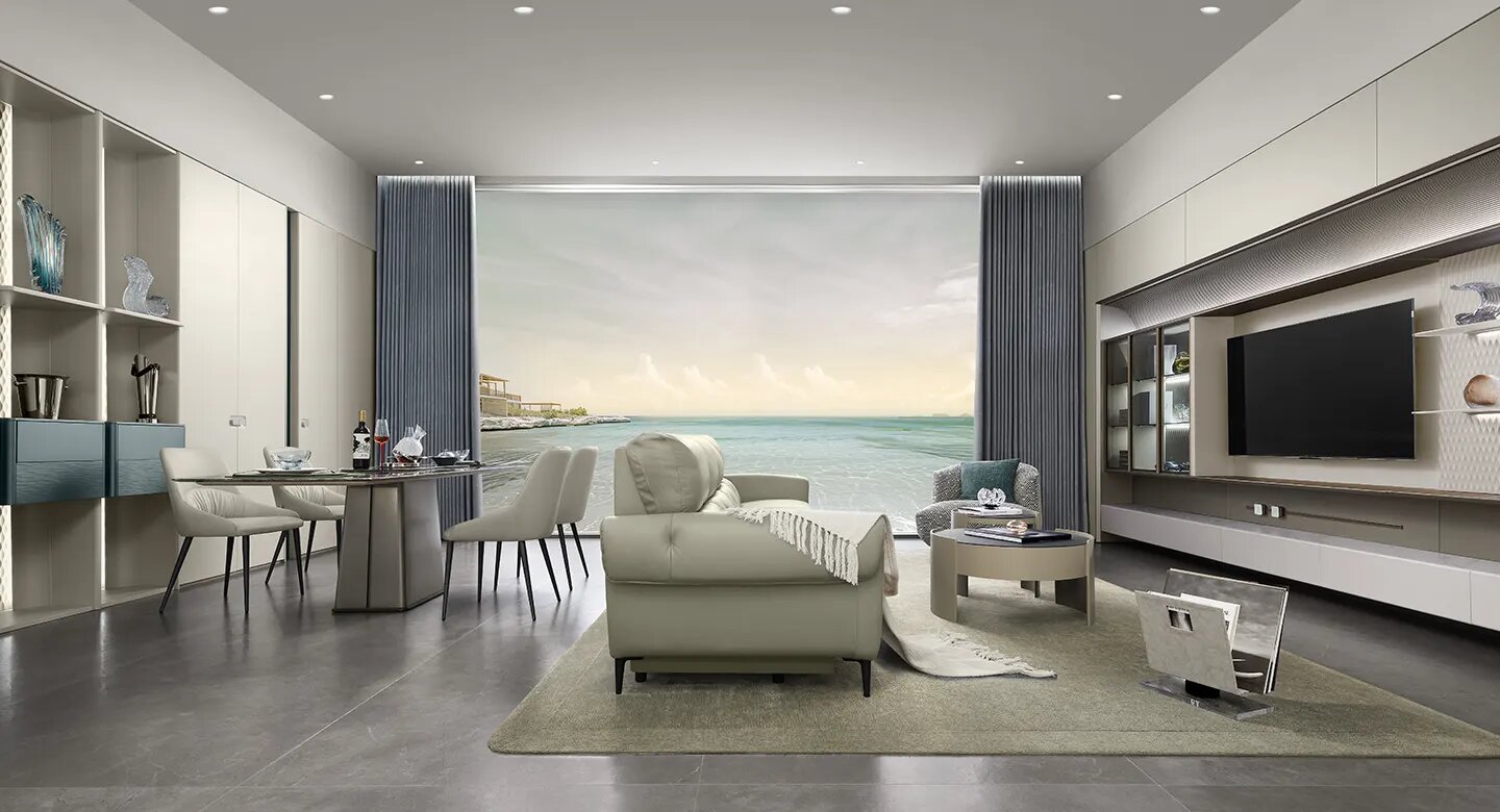 Thiết kế nội thất trọn gói sơn mài xanh Teal kết hợp trắng thanh lịch