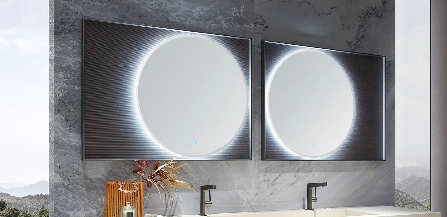 Thiết kế nội thất Tủ Lavabo treo tường cao cấp phủ Veneer gỗ xám