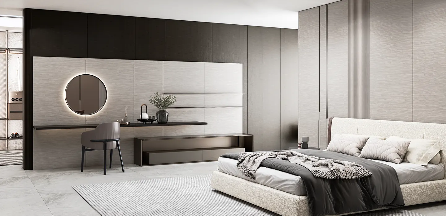 Thiết kế nội thất Tủ quần áo Mucha cao cấp hiện đại màu đỏ gỉ