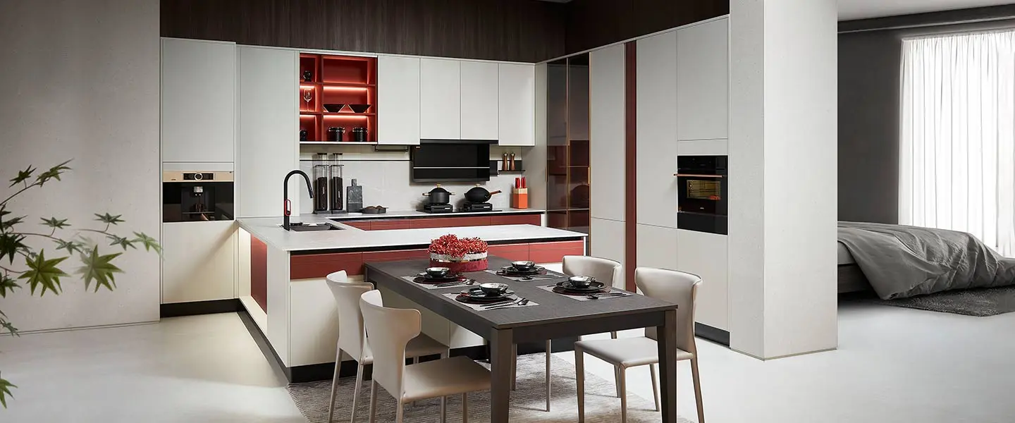 Thiết kế thi công Tủ bếp ANNE đẹp gỗ tự nhiên chữ L hiện đại
