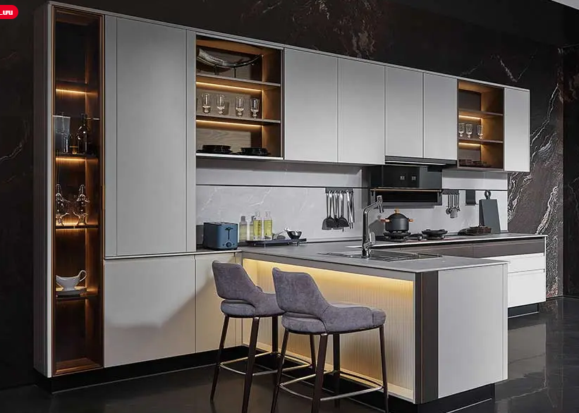 Thiết kế thi công Tủ bếp ANNE đẹp gỗ tự nhiên chữ L hiện đại
