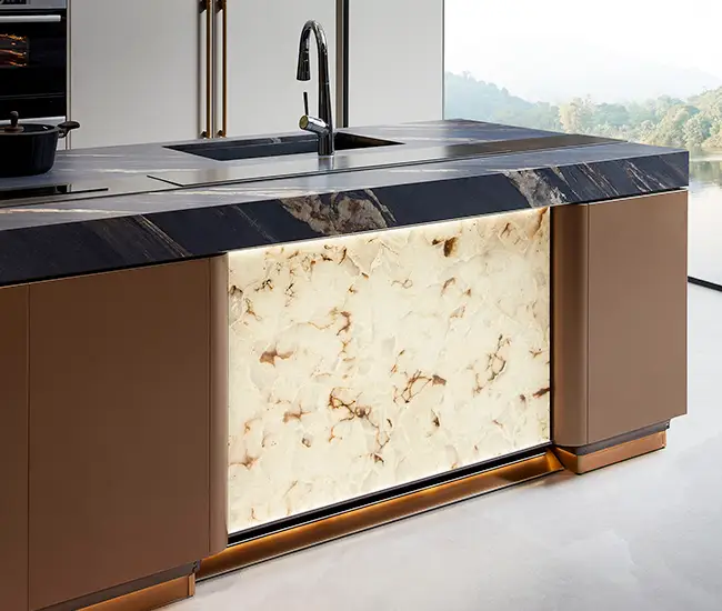 Thiết kế Thi công Tủ bếp HOUMAS phong cách châu Âu hiện đại kết hợp đảo bếp