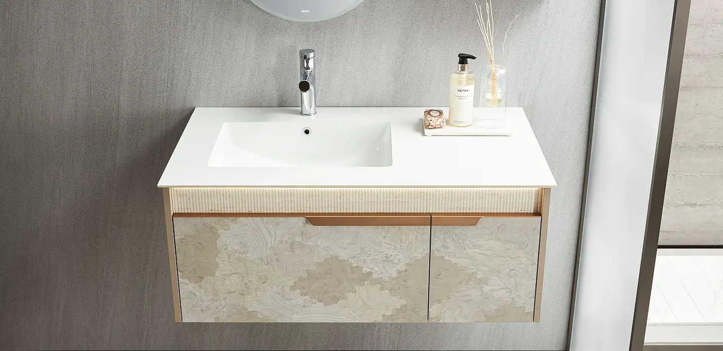 Thiết Kế Thi Công Tủ Lavabo nhỏ Treo Tường Phủ Melamine