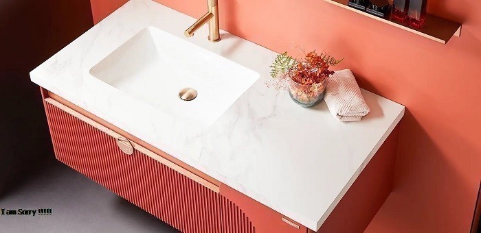 Thiết kế thi công Tủ Lavabo treo tường màu sơn mài đỏ cao cấp hiện đại