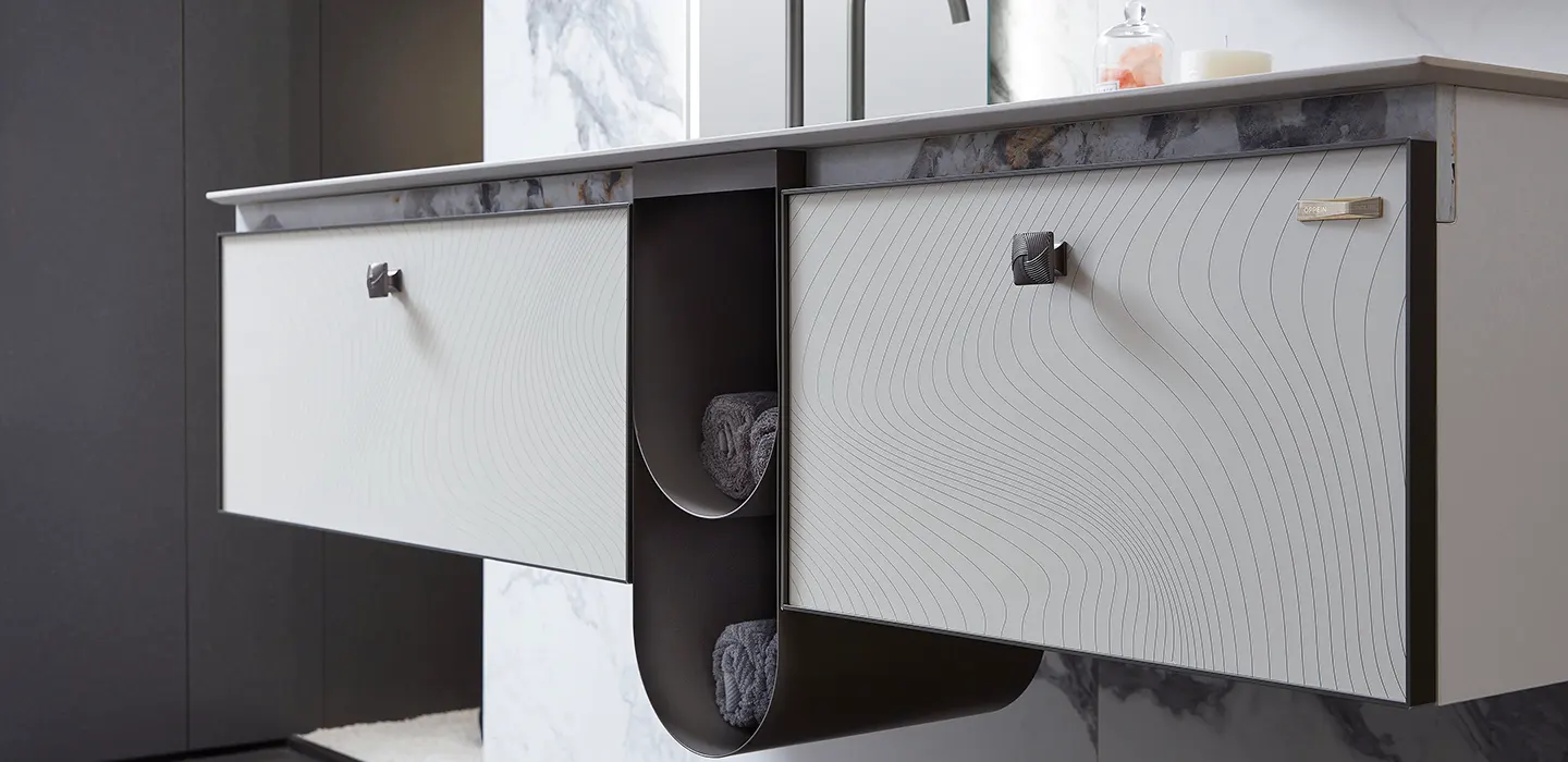Thiết Kế Thi Công Tủ Lavabo Treo Tường Màu Trắng Hiện Đại Có Gương