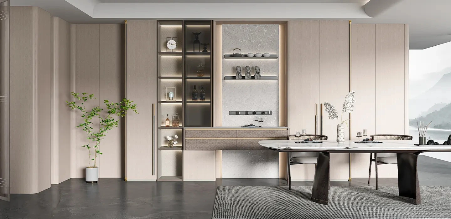 Thiết kế thi công Tủ quần áo cao cấp hiện đại tay nắm dài