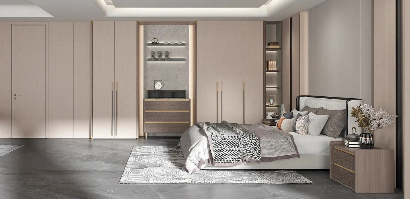 Thiết kế thi công Tủ quần áo cao cấp hiện đại tay nắm dài