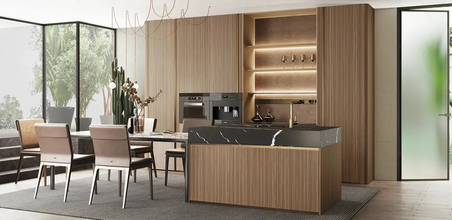 Thiết kế thi công Tủ quần áo hiện đại Walk-in Closet màu gỗ tự nhiên