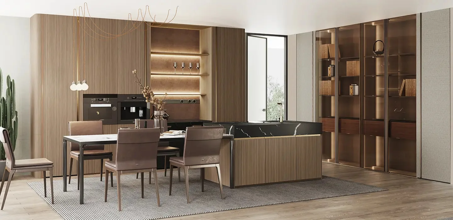 Thiết kế thi công Tủ quần áo hiện đại Walk-in Closet màu gỗ tự nhiên