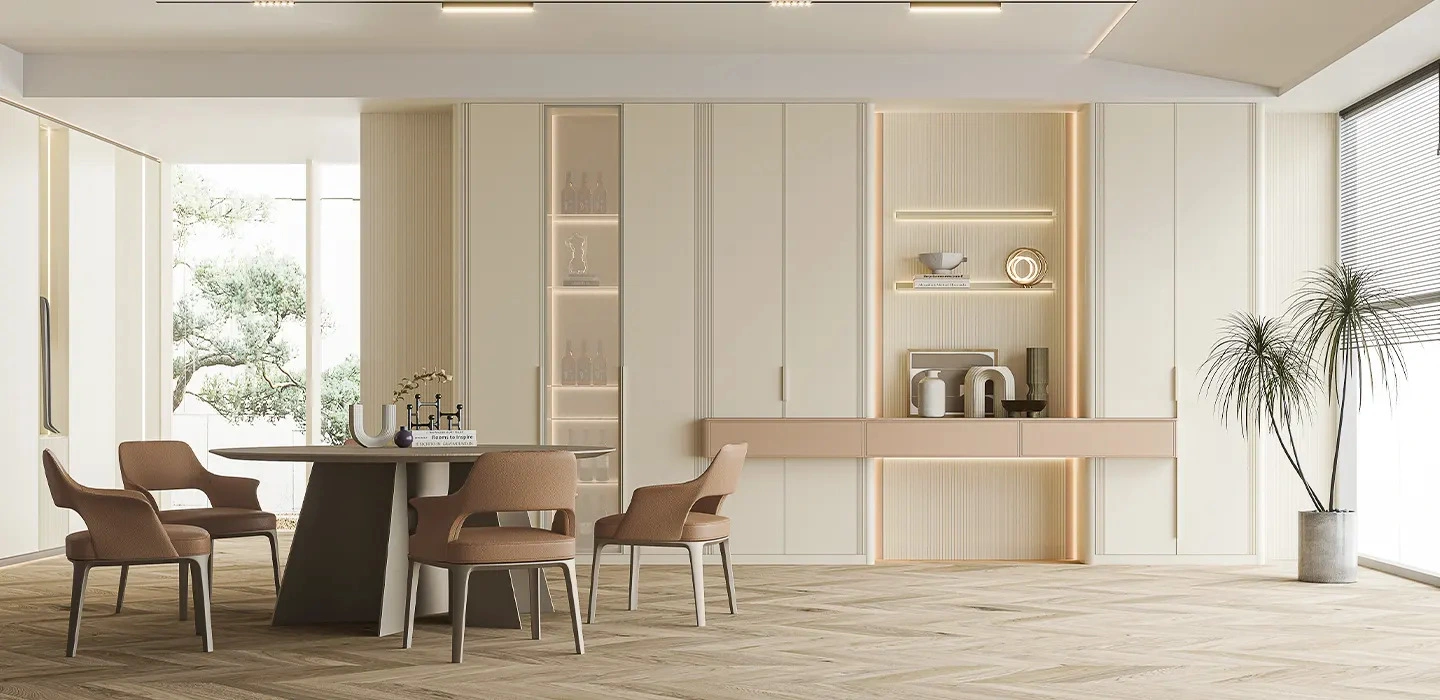 Thiết kế Thi công Tủ quần áo Neeta cánh mở màu kem và màu mơ