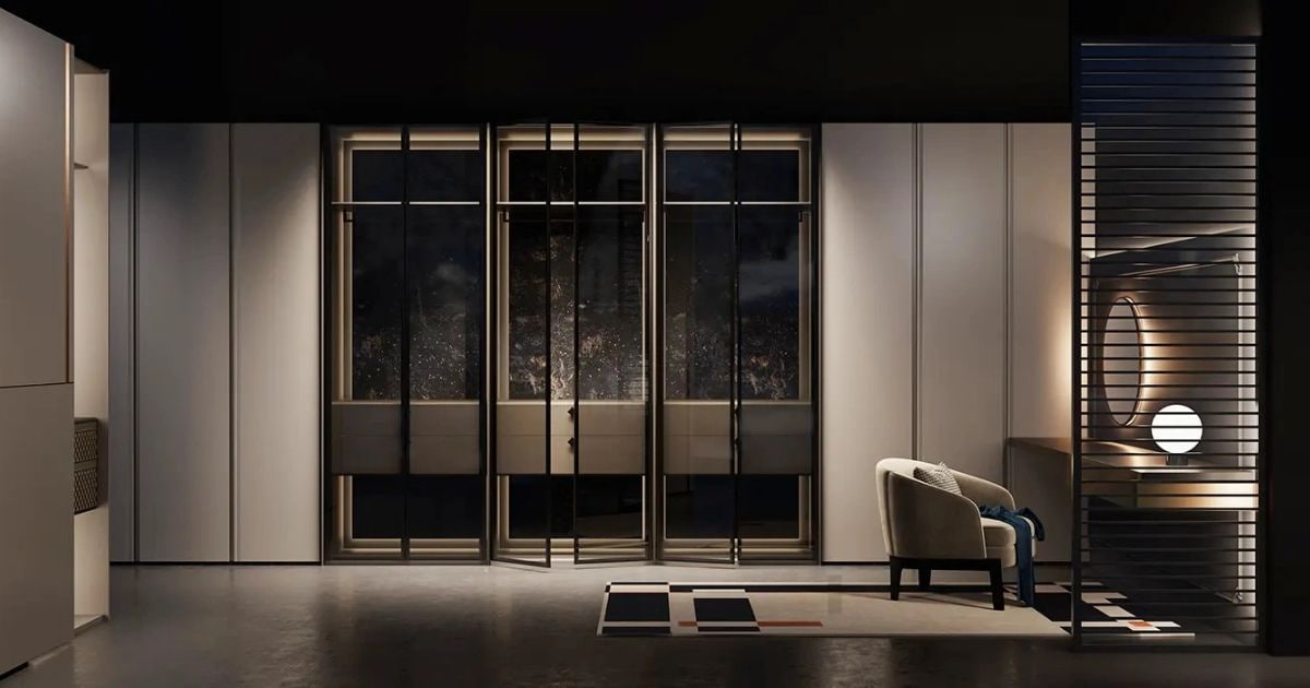 Thiết kế Thi công Tủ quần áo Urban Charm hiện đại không tay nắm màu xám