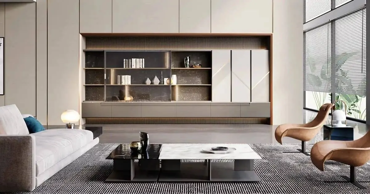 Thiết kế Thi công Tủ quần áo Urban Charm hiện đại không tay nắm màu xám