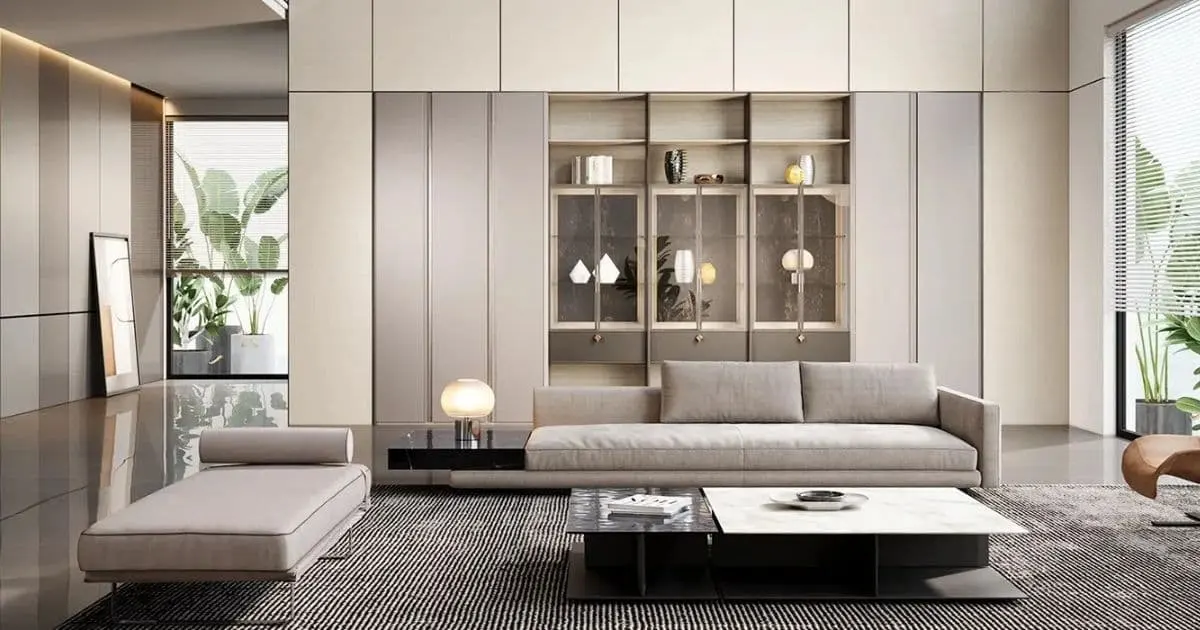 Thiết kế Thi công Tủ quần áo Urban Charm hiện đại không tay nắm màu xám
