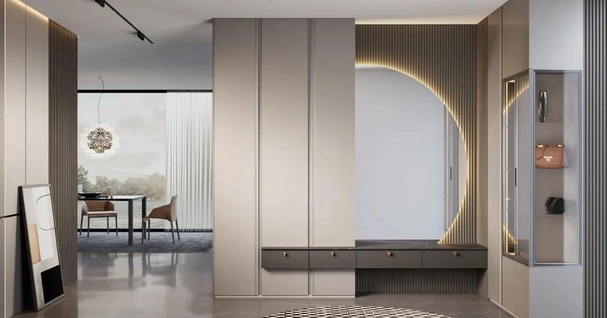 Thiết kế Thi công Tủ quần áo Urban Charm hiện đại không tay nắm màu xám