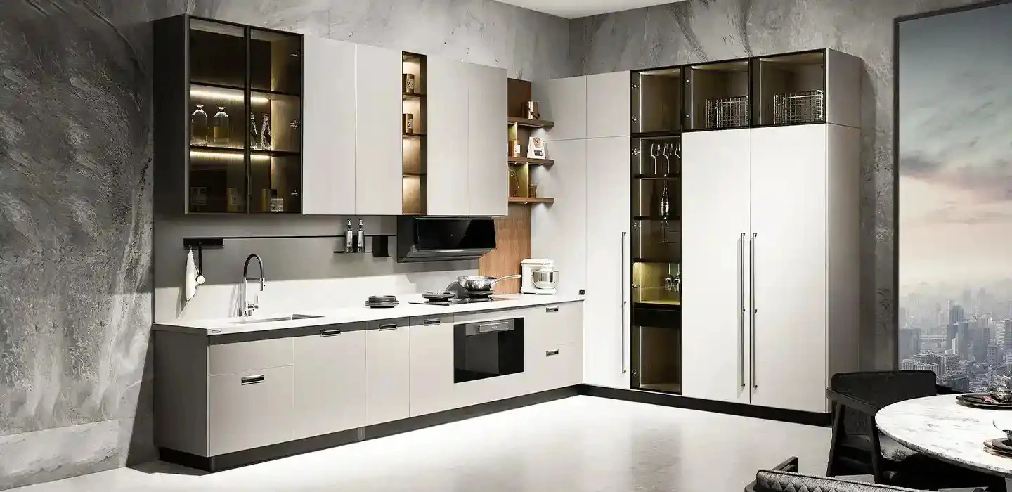 Thiết kế thi công Tủ bếp SOMMAROY màu xám hiện đại sang trọng