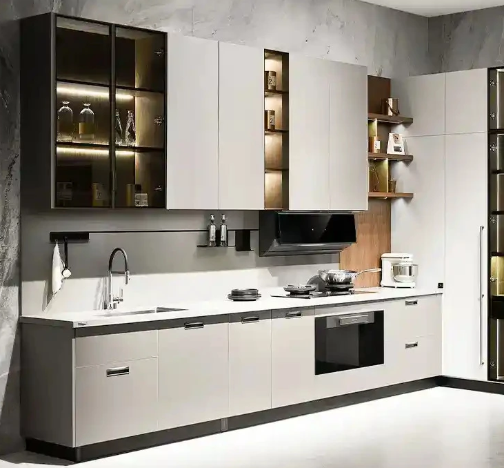 Thiết kế thi công Tủ bếp SOMMAROY màu xám hiện đại sang trọng
