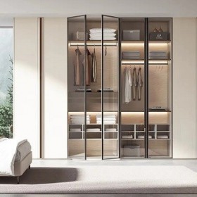 Thiết kế nội thất trọn gói Tủ quần áo Still Sea hiện đại màu kem và xám nhạt