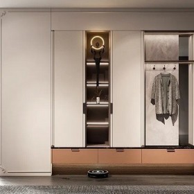 Thiết kế nội thất Tủ quần áo Flowering cao cấp màu trắng ngà và màu mơ