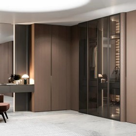 Thiết kế nội thất Tủ quần áo Mucha cao cấp hiện đại màu đỏ gỉ