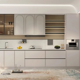 Thiết kế thi công Tủ bếp Carcassonne kiểu dáng mỏng gỗ sồi trắng