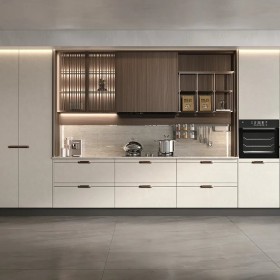 Thiết kế thi công Tủ bếp cao cấp Yunqi gỗ óc chó có đảo bếp