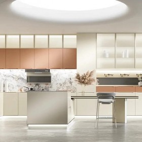 Thiết kế Thi công Tủ bếp NITA gỗ công nghiệp màu kem ấm áp