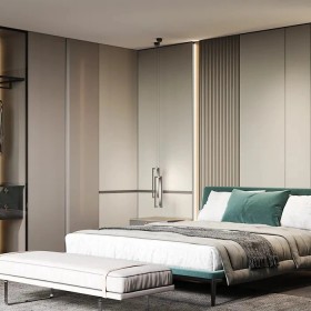 Thiết kế Thi công Tủ quần áo Eleganza hiện đại tay nắm âm màu xám nhạt