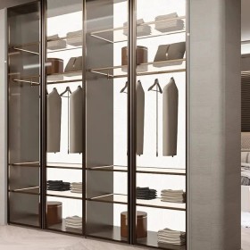 Thiết kế thi công Tủ quần áo Farstream âm tường màu xám hiện đại